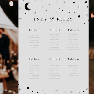Celestial Moon & Stars Wedding Seating Chart Indy image 1