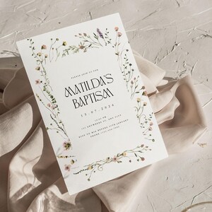 Borde de flores silvestres Matilda para bautizo/bautizo/día del nombre/descarga digital