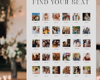 Personalisierter Sitzplan, Hochzeitstischplan mit Fotos, Polaroid Style Design