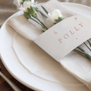 Polly, Celestial Napkin Band, Wedding Menu, Name Place Card, Wedding Stationery, Napkin Holder, Napkin Menu, Wedding Belly Band image 1