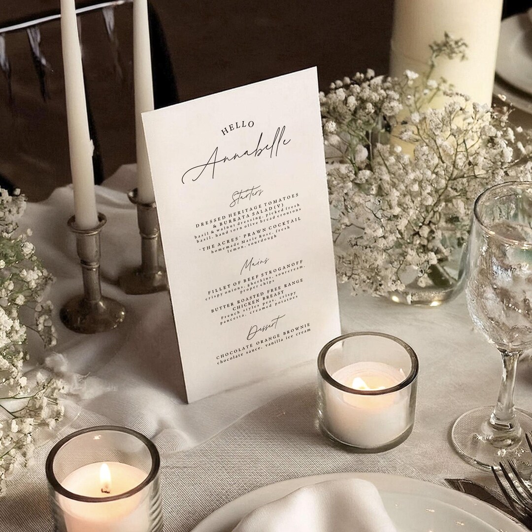 Modern Wedding Menu | Elegant Custom Menu Design | Printed or Digital ...