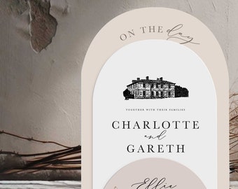 Personalized 'Charlotte' Venue Illustration Wedding Invitation Sets