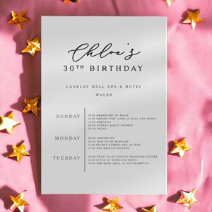 Geburtstags-Reiseplan für Überraschungsreise | Benutzerdefinierte Hen Do Pläne | Einzigartiger Feier-Zeitplan | Perfekte Geschenkidee | Digitale Vorlage verfügbar