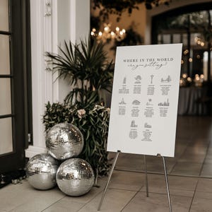 Reise-Thema Hochzeit Sitzplan Schild & Vorlage | Charlotte