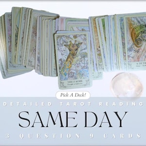 Same Day Tarot Card Reading - 3 Question 9 Card Spread - 24 Hour PDF Delivery - PICK A DECK! Very Detailed In Depth