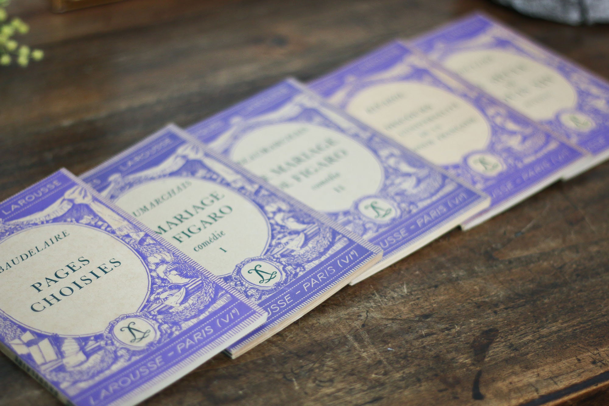 Classiques Larousse, Collection of 5 French Antique Books, Purple