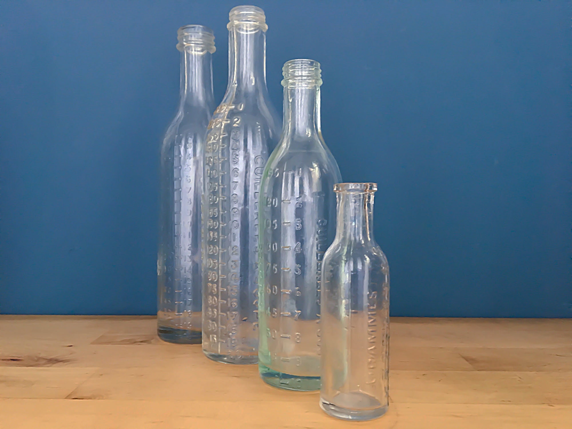 Set of 4 Vintage Glass Measuring Bottles Old Graduated Etsy