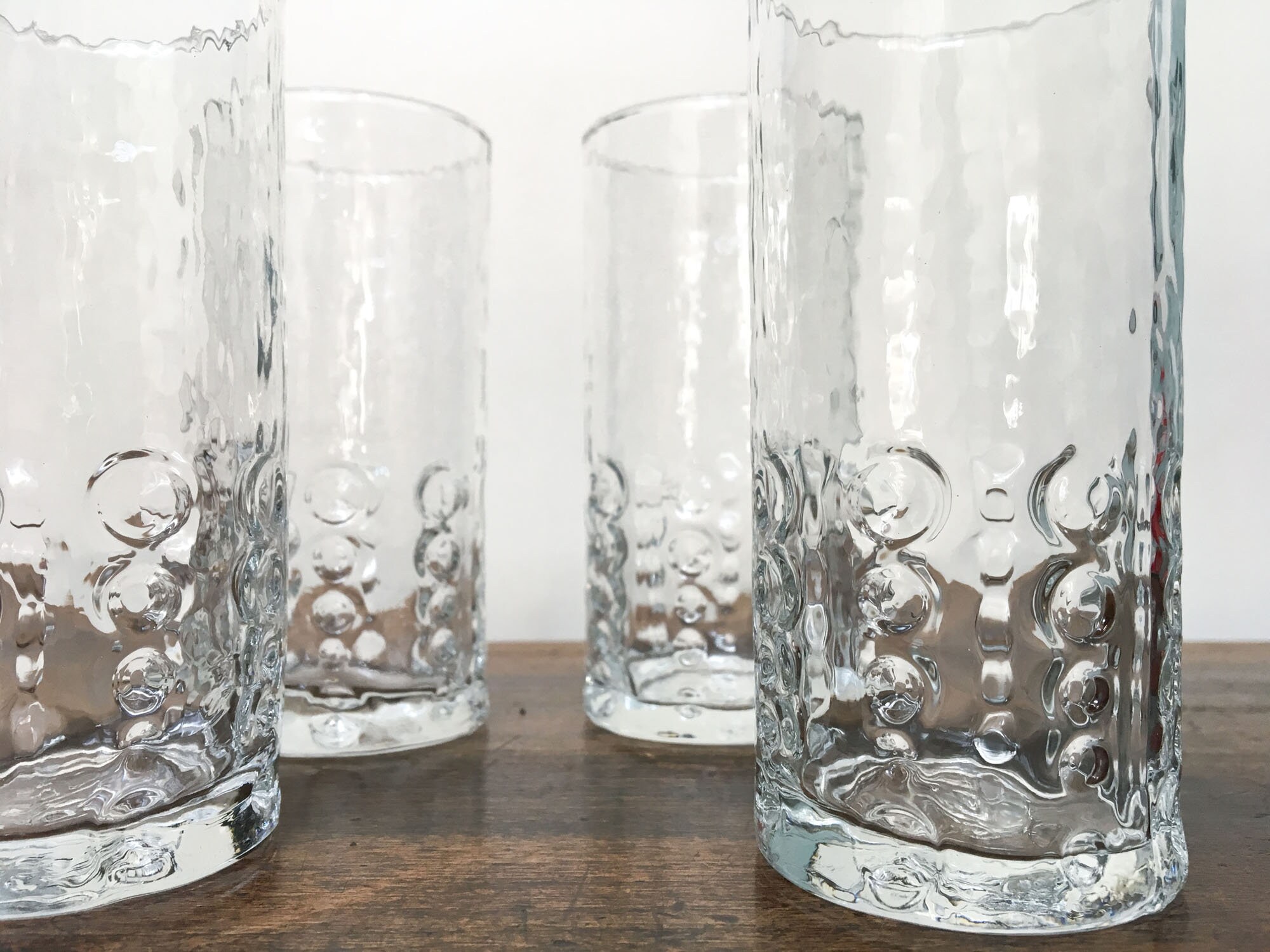 Ensemble de 4 Gobelets Clairs Vintage, Verres Hauts, Verre à Bulles, Plats, Boisson Longue, Eau, Ens