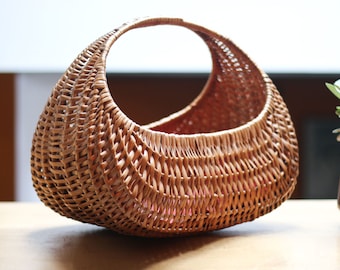 Bezaubernde Vintage Rattan Handtasche, große Einkaufstasche, 60er Jahre Korbtasche, Sommer Strand Henkeltasche, Korbtasche - Frankreich 60er Jahre