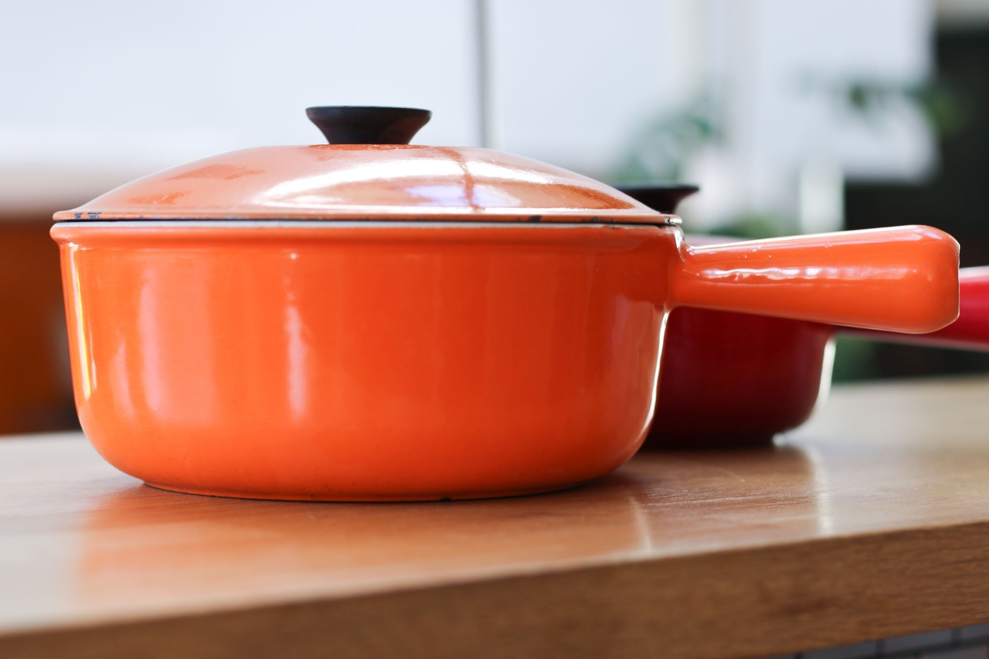 Le Creuset - Marmite en Fonte Émaillée Orange Vintage, Casserole Ronde, Casserole, Ustensiles de Cui