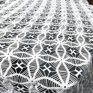 Splendid vintage white knitted blanket, french crochet throw, wedding bed cover, cosy interior, antique lace, 250 X 200 cm France 40s image 8