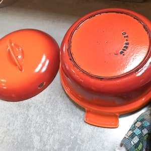 Cocotte Vintage D.R.U Holland - Fonte Émaillée Orange - 26,5 cm Compatible Induction