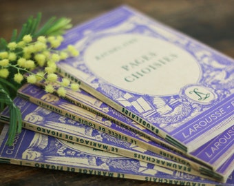 Classiques Larousse, Collection of 5 French Antique Books, Purple