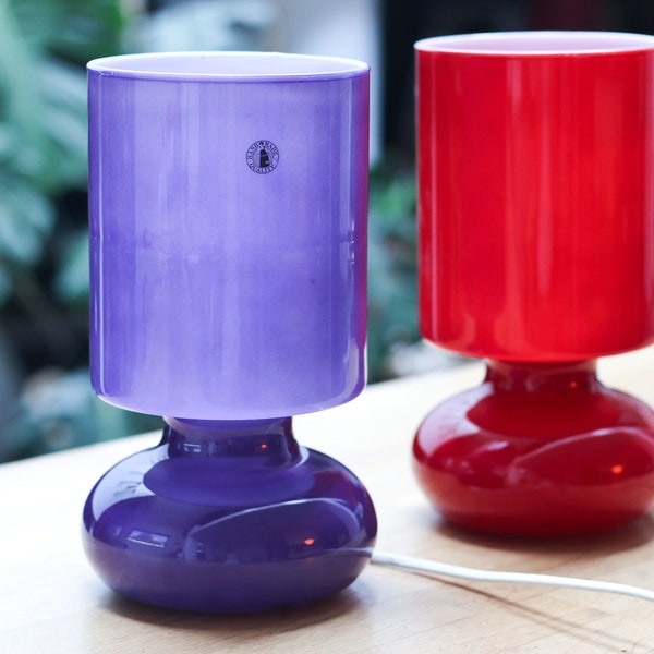 IKEA Lykta Tischlampe, lila und rot, Schreibtischlampe, Pilzlampe, Schweden 80er Jahre