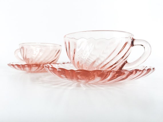 Tasse à Thé Vintage En Verre Transparent – Modèle Rosaline – Rose, 20 Ml (années 1920-1949)