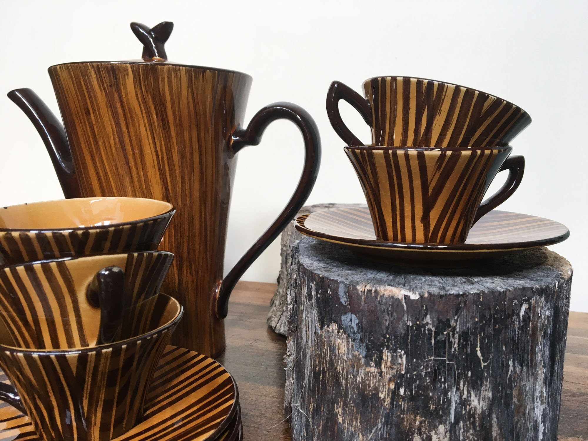 SARREGUMINES - ヴィンテージ ティーセット、ドミノシリーズ、カップ 5