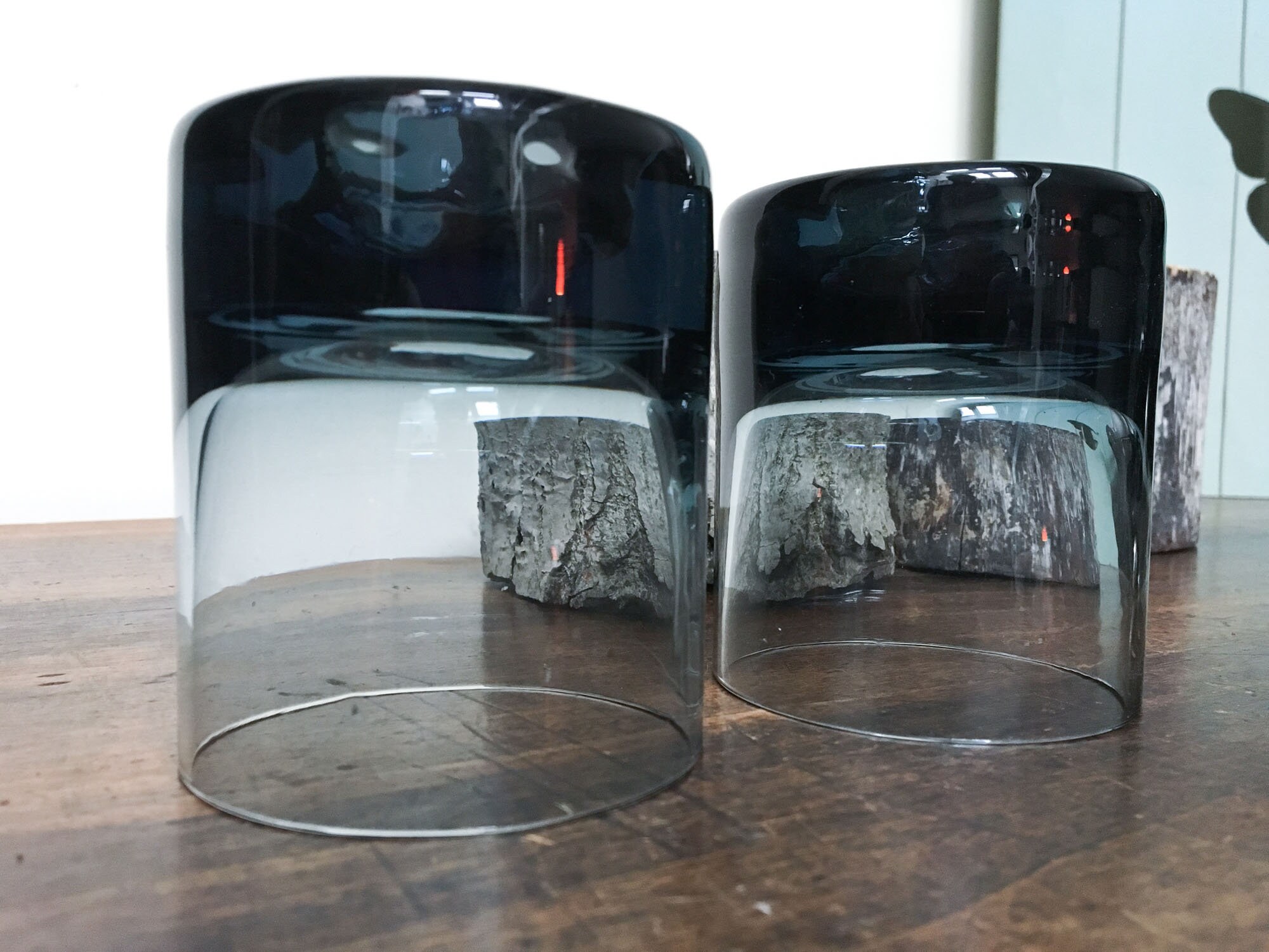 Ensemble de 2 Magnifiques Verres Vintage Bleu Fumée, Tasses Sorbet, Champagne, Coupes Cocktail, Verr