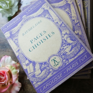 Classiques Larousse, collection of 5 french antique books, purple carton cover, old books, classic literature, school books - France 1930
