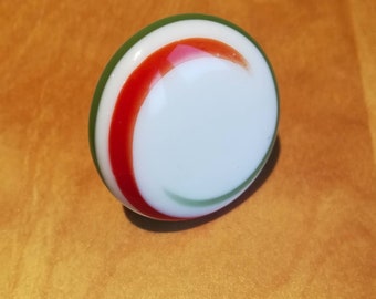 Festive candy fused glass ring, fused glass jewellery, fused glass ring, glass ring, white ring with red and green accents