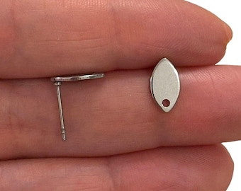 Stainless Steel Oval Stud Earrings With Hole