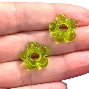 Ciondoli a forma di fiore in vetro di Murano fatti a mano con fori da 5 mm, 2 pezzi in una confezione