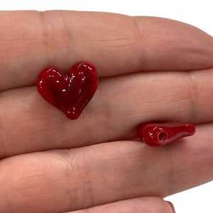 Ciondolo a forma di cuore rosso in vetro di Murano fatto a mano