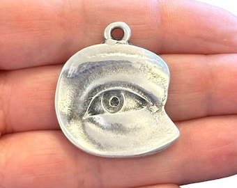 Antique Silver Plated Eye Pendant