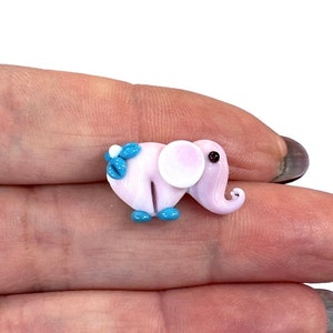 Hand Made Murano Glass Elephant Charm, Horizontal Hole Murano Glass Elephant Charm