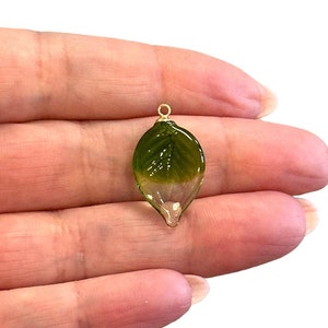 Hand Made Murano Glass Leaf Charm With 24Kt Gold Plated Pin