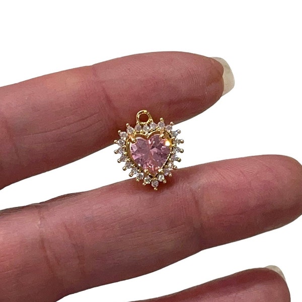 Pink Swarovski Crystal Heart Charm