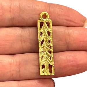 24Kt Matte Gold Plated  Pine Tree Charms, Gold Pine Tree Charms, 2 pcs in a pack