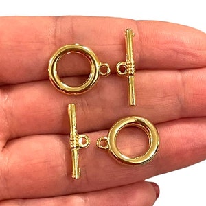 2 Sets 24Kt Shiny Gold Plated Toggle Clasps,