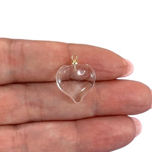 Puede incluir: Un colgante de corazón de cristal transparente con una anilla de oro. El corazón mide aproximadamente 2,5 cm de tamaño.