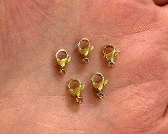 Ciondolo E Collana In Acciaio Inox Placcato Oro 24k - Zirconi Bianchi, Catena Corda, NewAgeBling