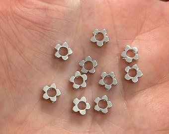 Rhodium Plated Hollow Flower Spacer Charms, 10 pcs in a pack