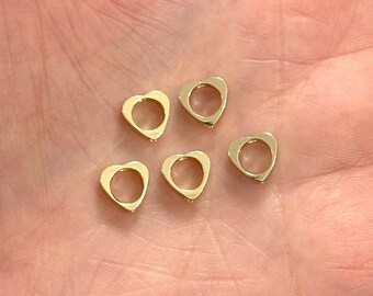 24Kt Gold Plated Hollow Heart Spacer Charms, 5 pcs in a pack