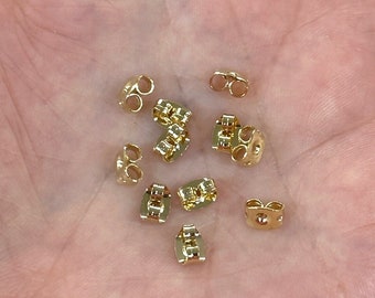 New, 24Kt Gold Plated 10 Pcs Earring Back Butterfly,Spare Earring Stoppers