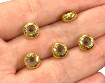 24Kt Gold Plated 8mm Rubber Inside Beads, Slider Beads, Bead Stopper, 5 pcs in a pack