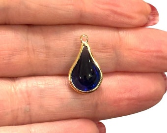 24Kt Gold Plated Blue Glass Drop Charm