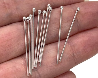 Sterling Silver Ball Point Head Pins, 925 Sterling Silver Head Pins 30mmx0.6mm, 10 pcs in a pack