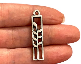 Antique Silver Plated Wheat Ear Charms, Silver Wheat Ear Charms, 2 pcs in a pack