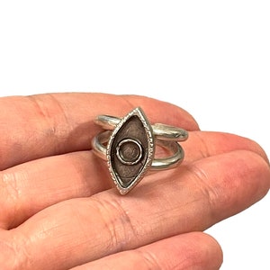 Silver Ring Setting, Antique Silver Plated Brass Adjustable Ring Blank, Adjustable Ring Bezel