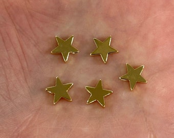 24Kt Gold Plated Star Spacer Charms, 10mm  Gold Star Charms, 5 pcs in a pack