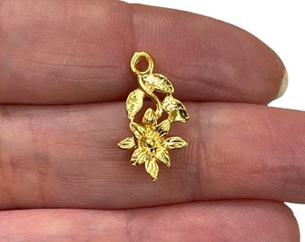 24Kt Matte Gold Plated Flower Charms, 5 pcs in a pack
