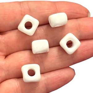 Perles carrées en verre de Murano faites main, trou 5 mm, lot de 5 pour fabrication de bijoux et fournitures créatives