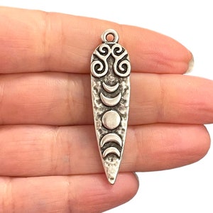 Antique Silver Plated Phases Of Moon Pendant