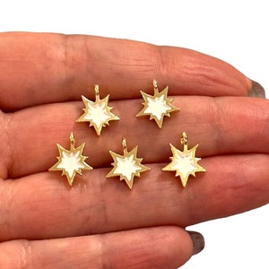 24Kt Gold Plated Brass Enamelled North Star Charms, 5 pcs in a pack