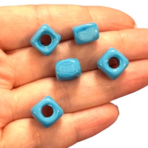 Perles carrées en verre de Murano, 5 pièces pour bijoux faits main, trou de 5 mm, perles artisanales de luxe