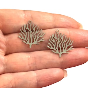 Stainless Steel Coral Reef Charms, Laser Cut Coral Reef Charms, 2 pcs in a pack