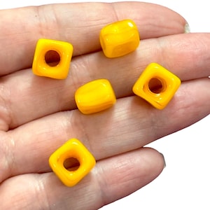Handmade Murano Glass Square Beads 5mm Holes, 5 pcs Pack – Colorful Lampwork Jewelry Supplies